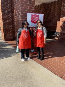 Veronica and kim ring the bell for the salvation army