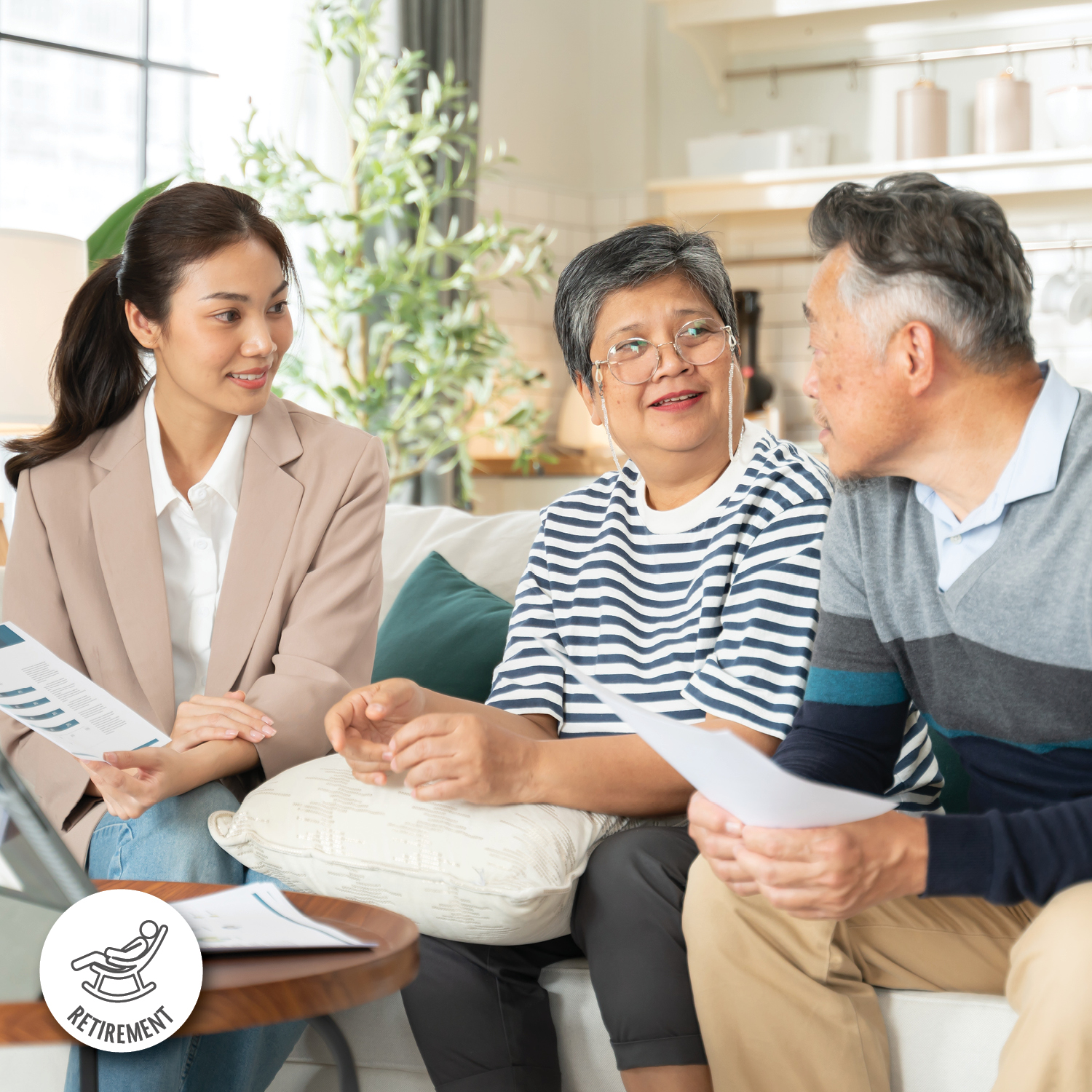 family smiling and planning together