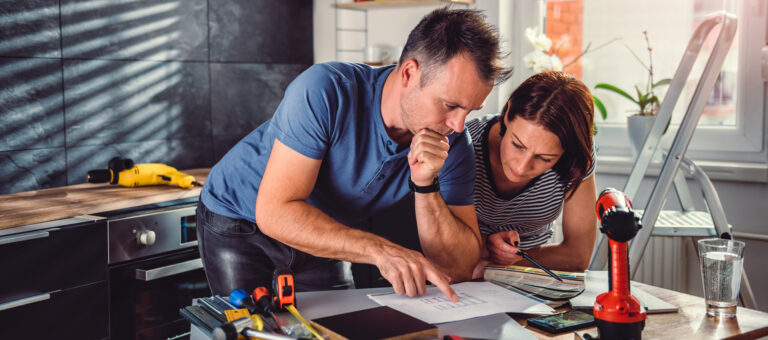 couple looking at plans