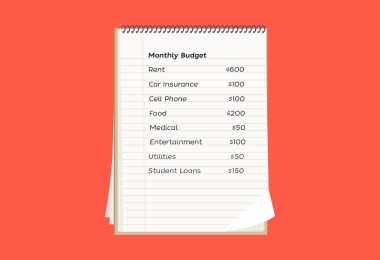 illustration of handwritten monthly budget list